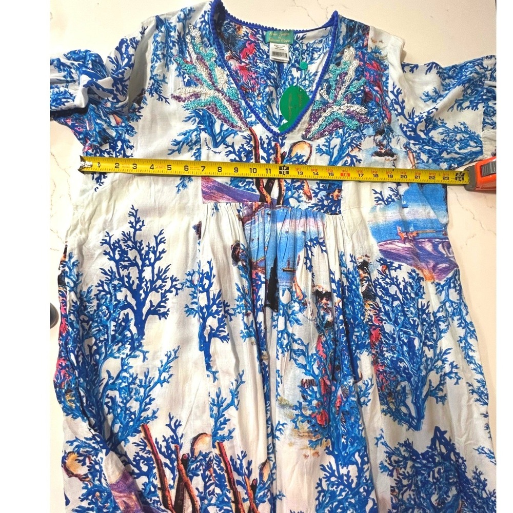 NEW Antica Sartoria Giacomo Cinque Positano Coral Print Sequin Tassel Dress L/XL - Picture 9 of 10